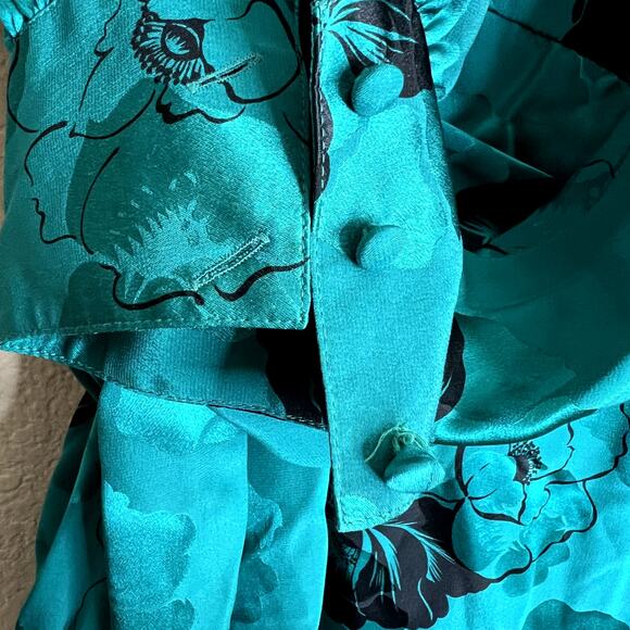 Francesca of Damon for Starington Dress Women 12 Green Silk Party VTG 70s 80s - Picture 9 of 12